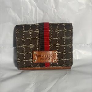 Kate Spade Strap / Snap Clutch Wallet Brown Leather